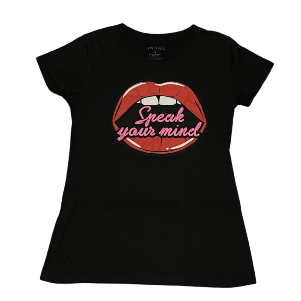 L Y2K Awake Women’s Graphic T Shirt Speak Your Mind Short Sleeve Top Streetwear